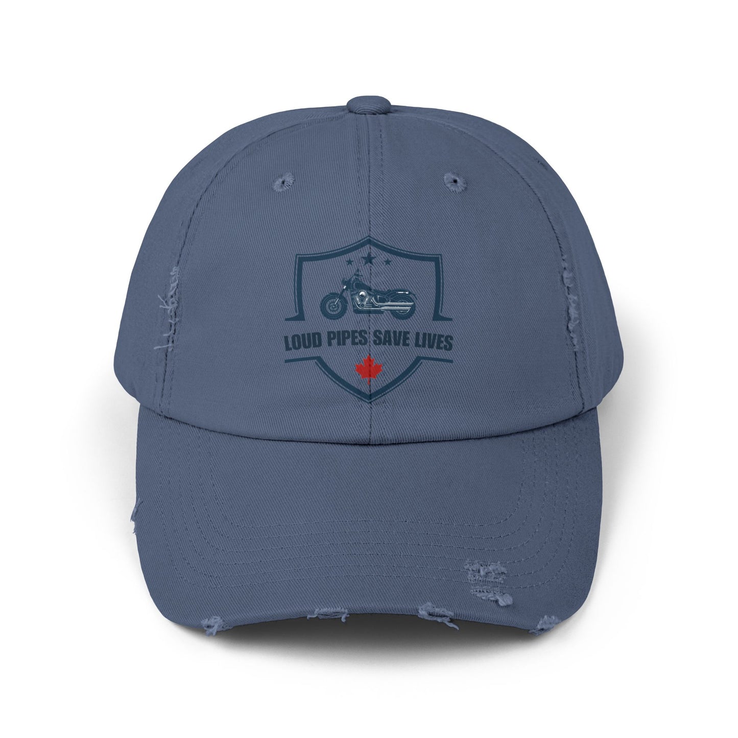 Loud Pipes Save Lives Vintage Dad Hat – Motorcycle Shield Embroidered Cap
