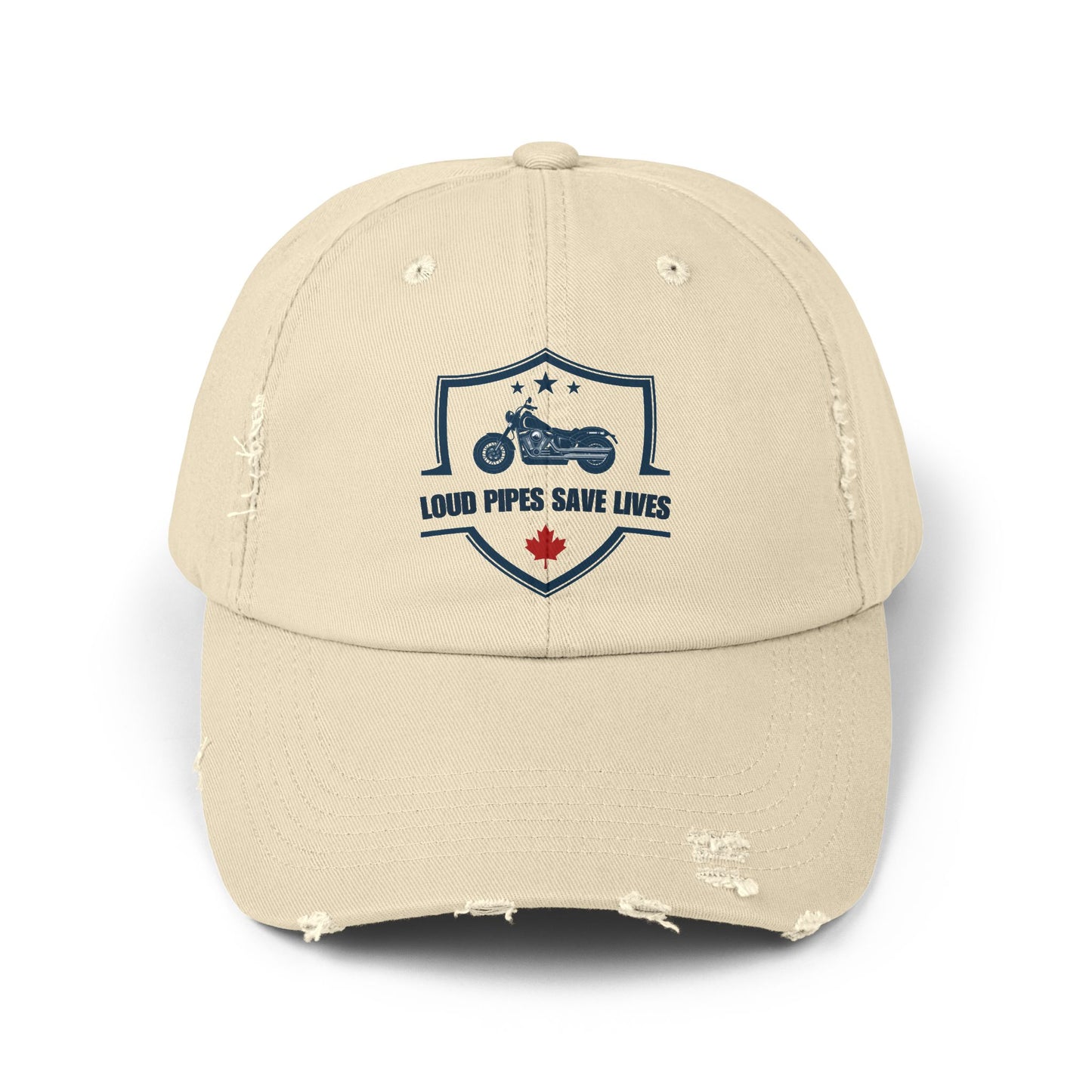 Loud Pipes Save Lives Vintage Dad Hat – Motorcycle Shield Embroidered Cap