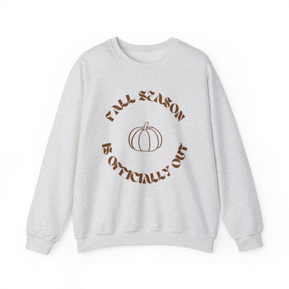 Fall Season Is Officially Out Sweatshirt – Cozy Autumn Pullover with Pumpkin Design