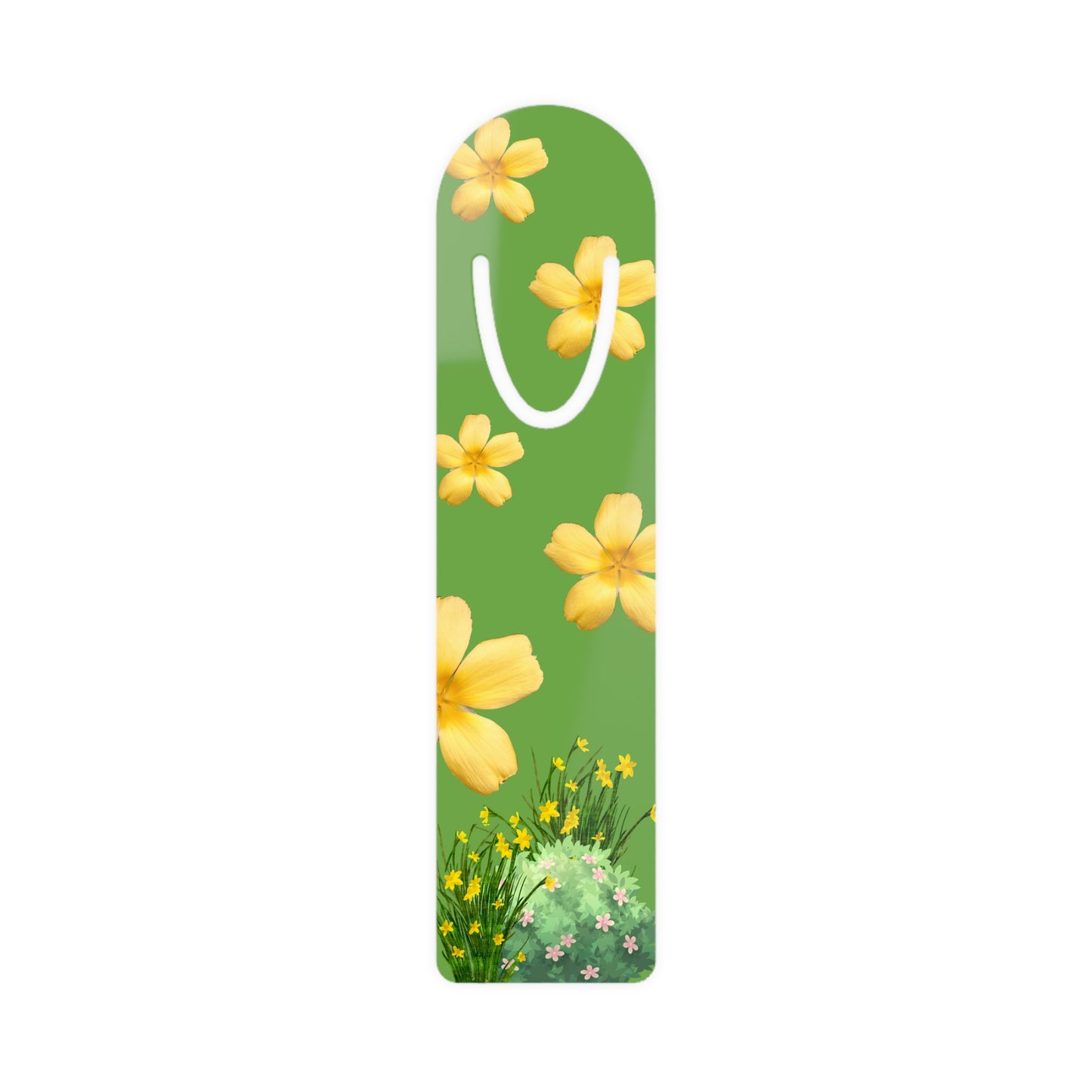 Floral Metal Bookmark Clip – Green & Yellow Flower Design, Cute Page Marker for Book Lovers