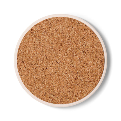 Arabesque Geometric Ceramic Coaster – Arab Tile Pattern Drink Coaster with Cork Backing