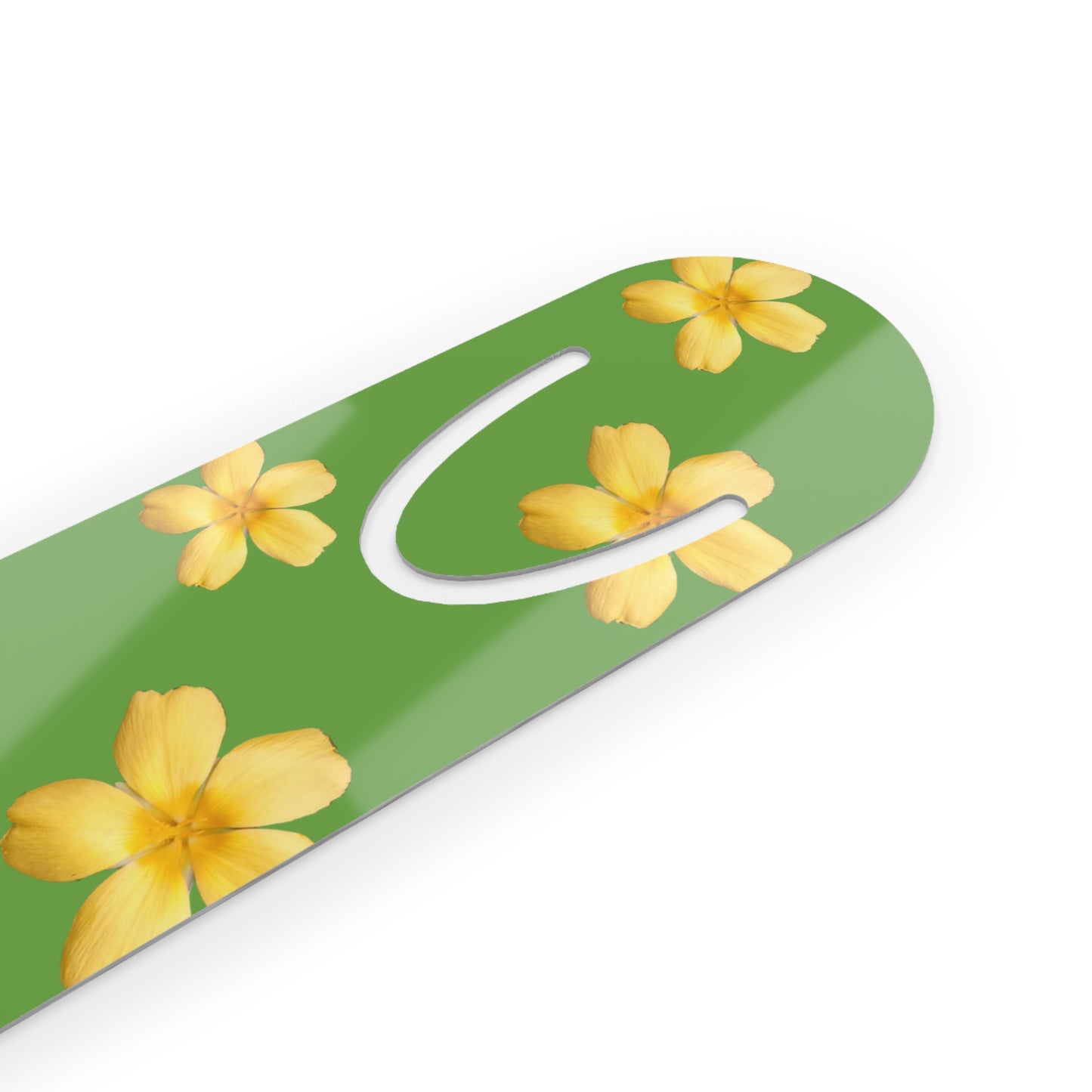 Floral Metal Bookmark Clip – Green & Yellow Flower Design, Cute Page Marker for Book Lovers