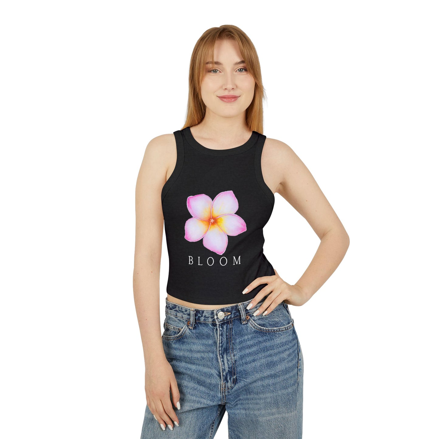 Bloom Floral Women's Racer Tank Top, Summer Fashion, Casual Wear, Gift for Her, Beach Style, Floral Graphic Tee