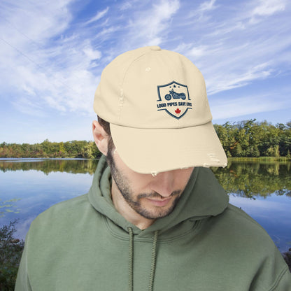 Loud Pipes Save Lives Vintage Dad Hat – Motorcycle Shield Embroidered Cap