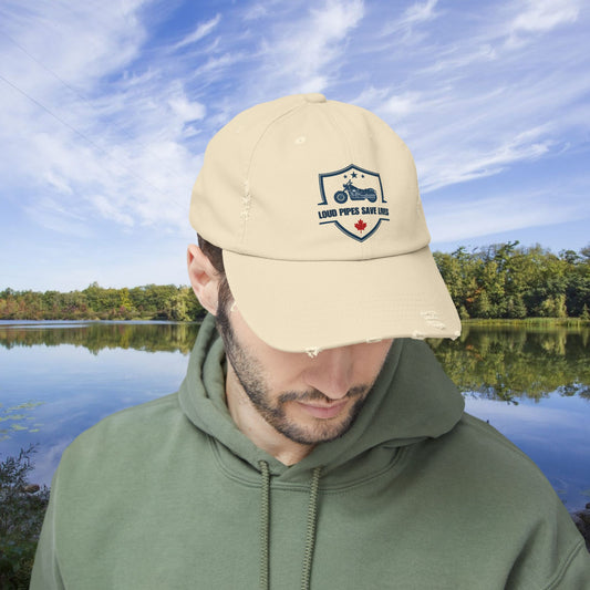 Loud Pipes Save Lives Vintage Dad Hat – Motorcycle Shield Embroidered Cap