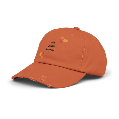 “It’s Book Season” Embroidered Distressed Dad Hat – Fall Hat for Book Lovers