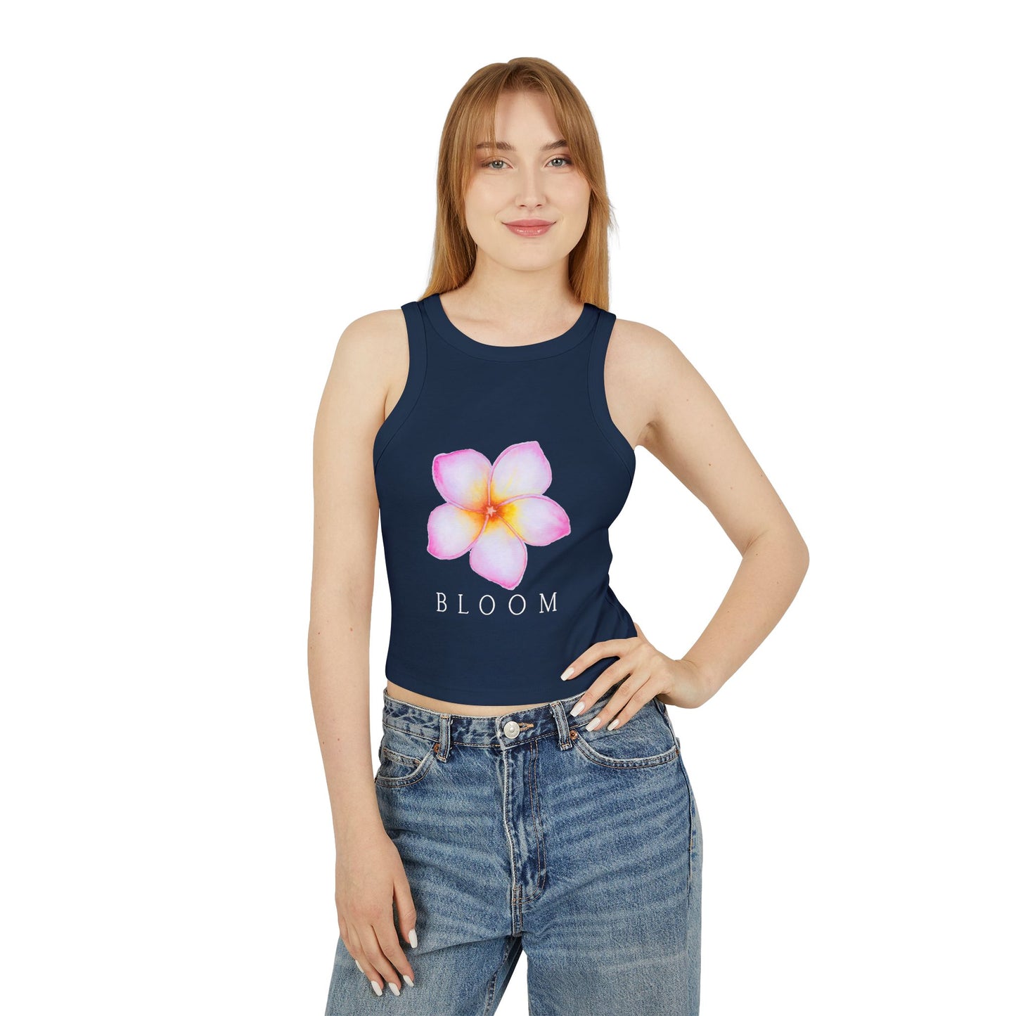 Bloom Floral Women's Racer Tank Top, Summer Fashion, Casual Wear, Gift for Her, Beach Style, Floral Graphic Tee