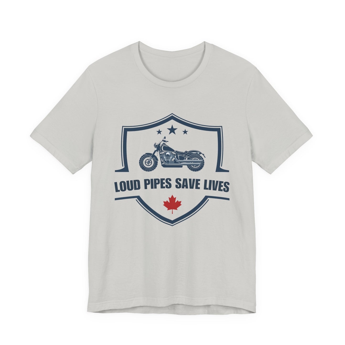 Loud Pipes Save Lives T-Shirt — Canadian Motorcycle Biker Shirt With Maple Leaf