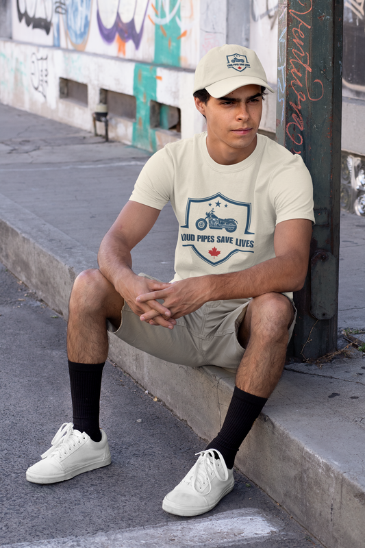 Loud Pipes Save Lives T-Shirt — Canadian Motorcycle Biker Shirt With Maple Leaf