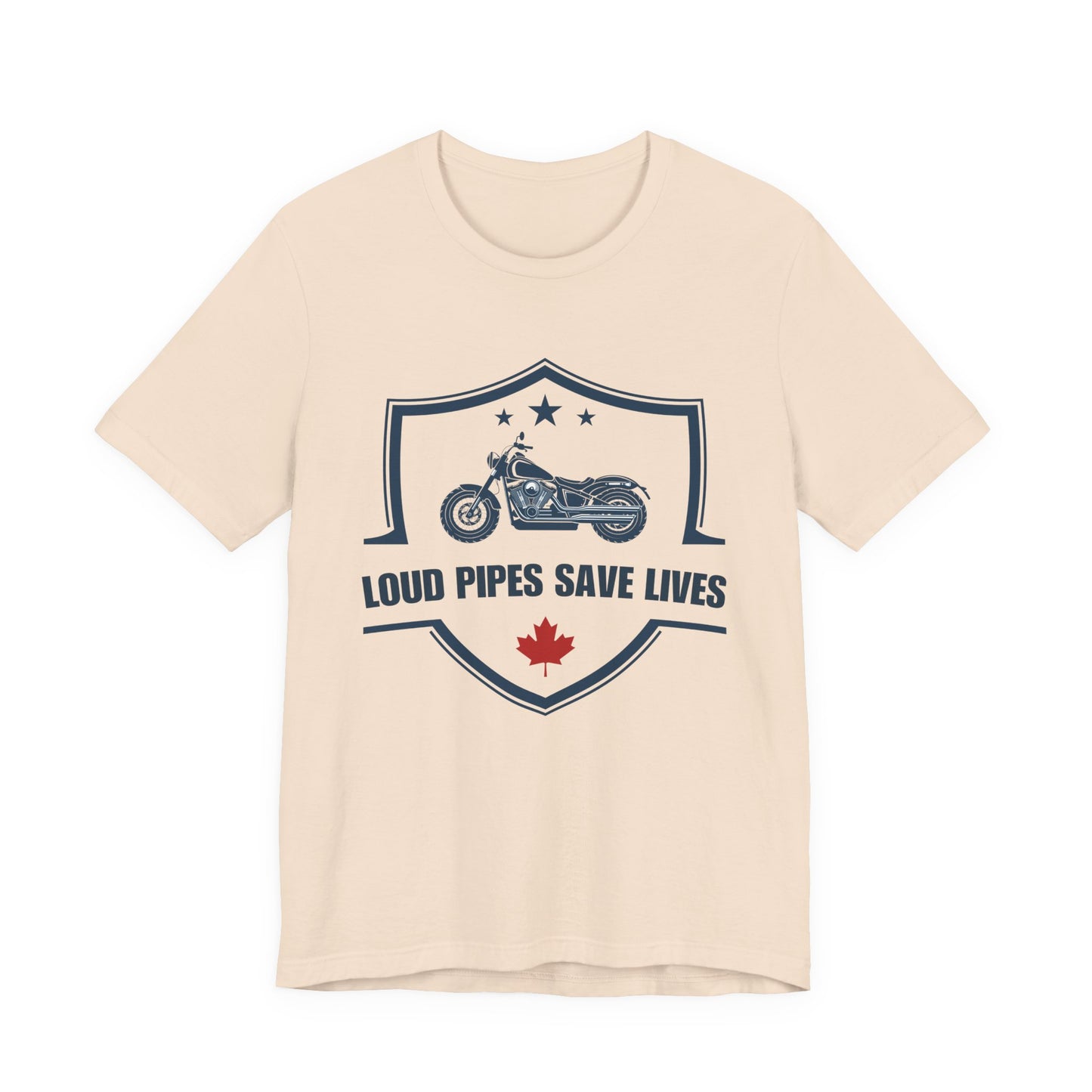 Loud Pipes Save Lives T-Shirt — Canadian Motorcycle Biker Shirt With Maple Leaf