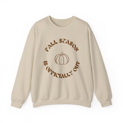 Fall Season Is Officially Out Sweatshirt – Cozy Autumn Pullover with Pumpkin Design