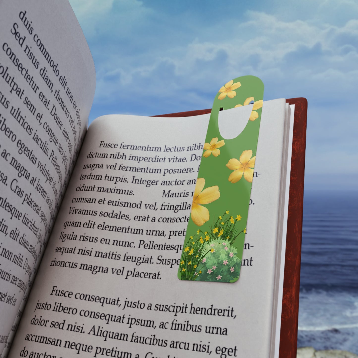 Floral Metal Bookmark Clip – Green & Yellow Flower Design, Cute Page Marker for Book Lovers