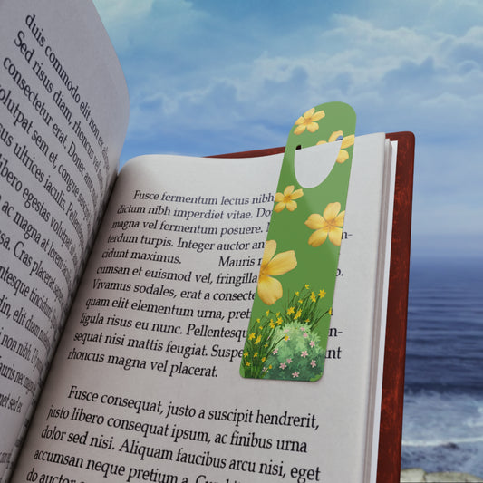 Floral Metal Bookmark Clip – Green & Yellow Flower Design, Cute Page Marker for Book Lovers