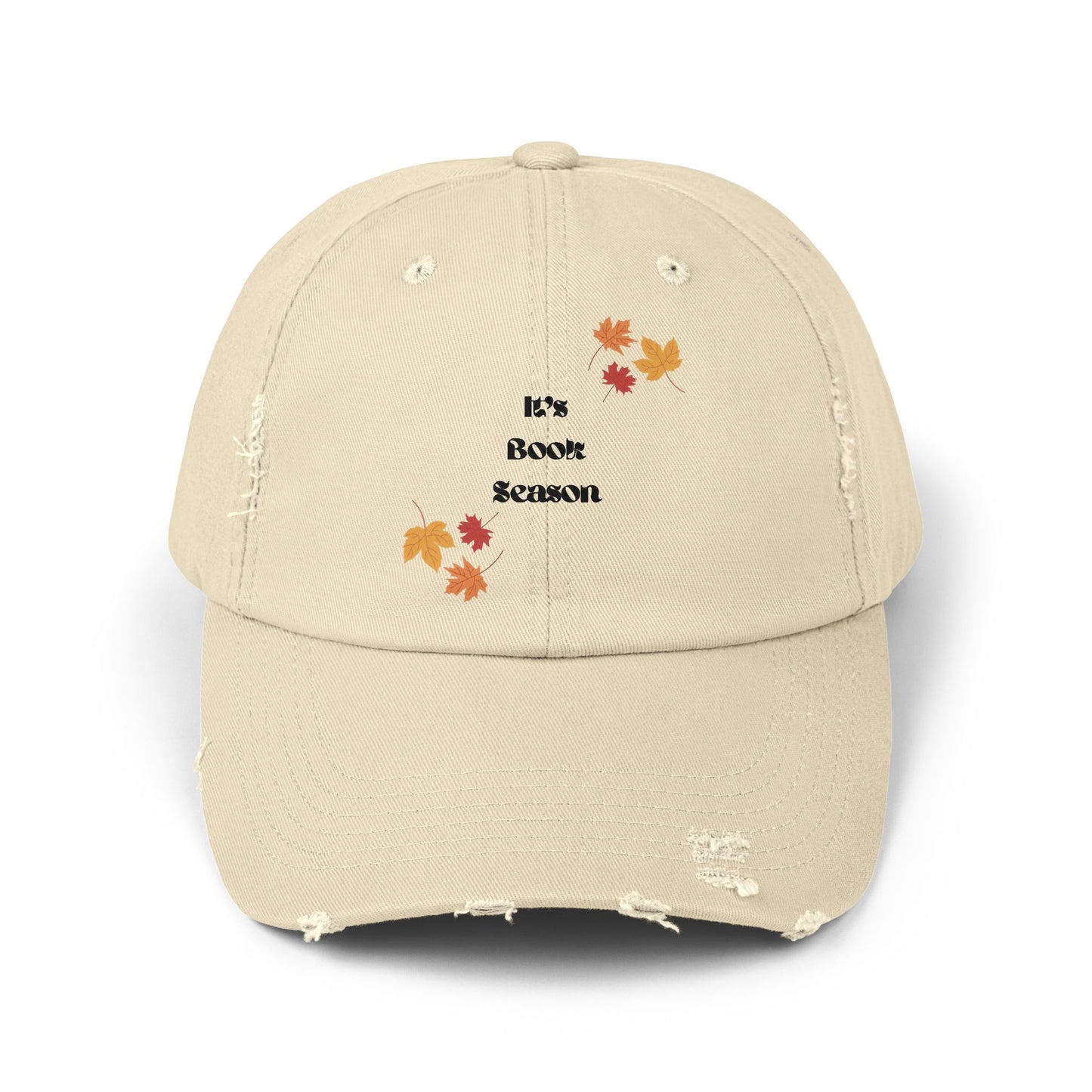 “It’s Book Season” Embroidered Distressed Dad Hat – Fall Hat for Book Lovers