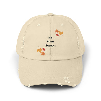 “It’s Book Season” Embroidered Distressed Dad Hat – Fall Hat for Book Lovers