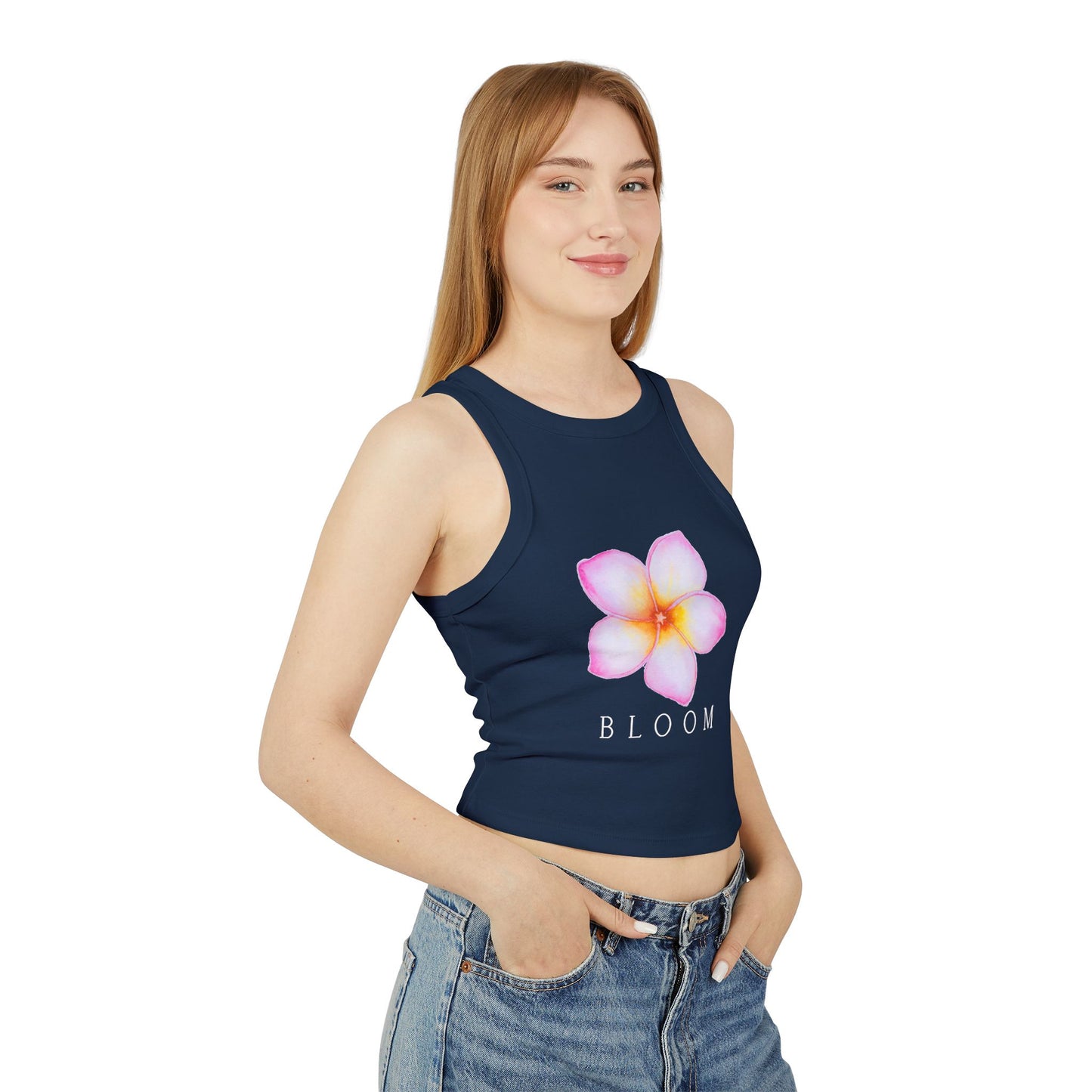 Bloom Floral Women's Racer Tank Top, Summer Fashion, Casual Wear, Gift for Her, Beach Style, Floral Graphic Tee