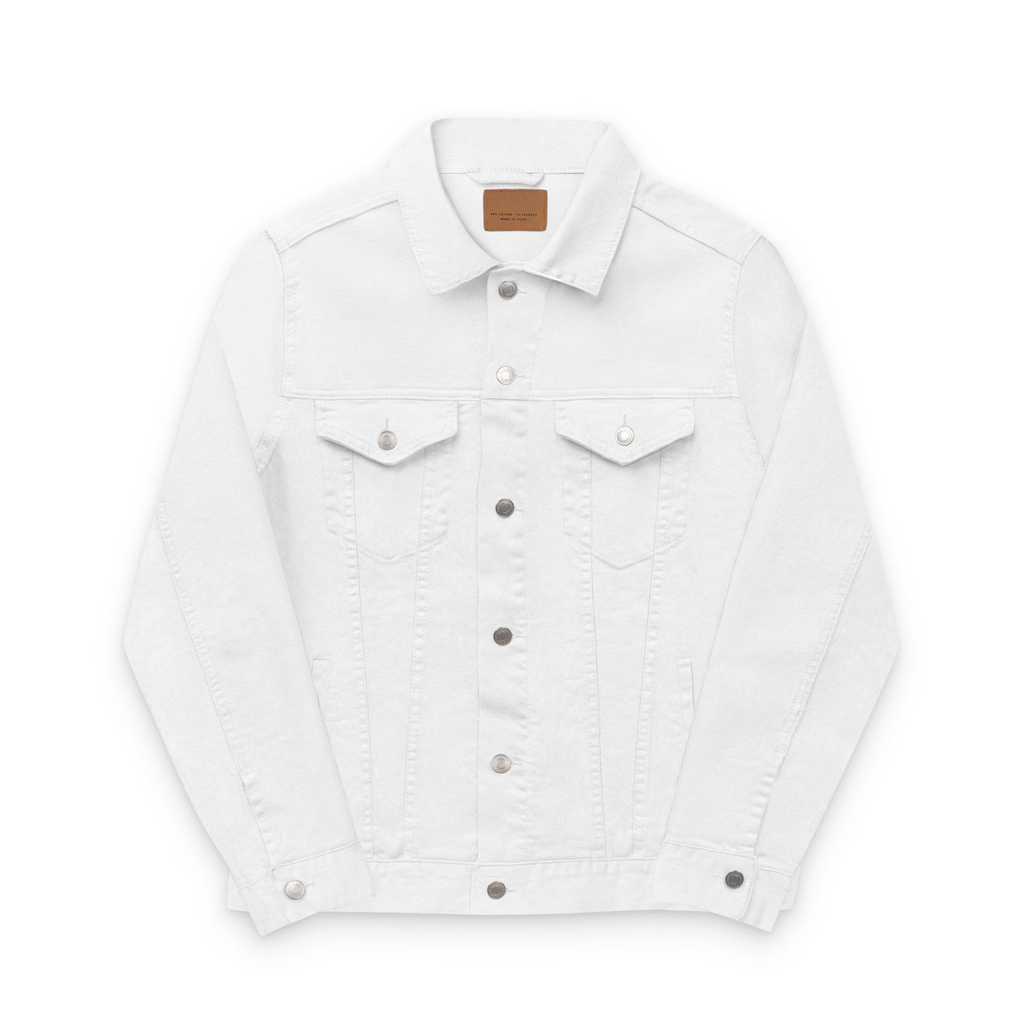 White Denim Jacket with Artistic Back Graphic – Unisex Streetwear Style